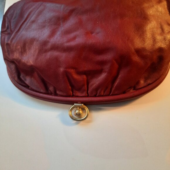 Leather Burgundy Purse Made in Italy - Picture 2 of 5